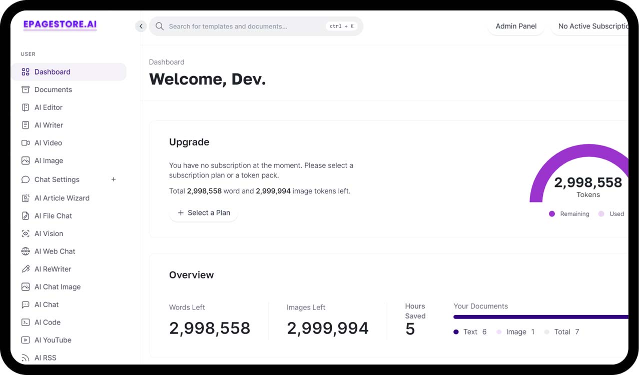 MagicAI Dashboard Mockup